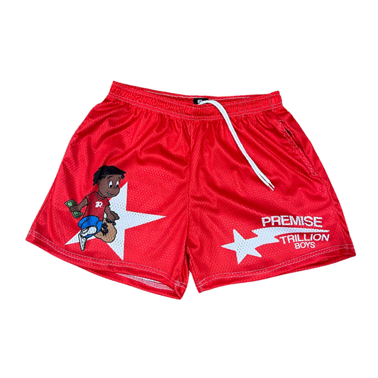 Premise X Trillion Boys® Red Mesh Shorts  [LIMITED EDITION]