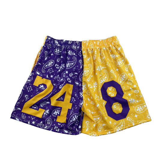 Lakers "Kobe + Gianna" Mesh Shorts Purple/Yellow